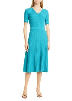 Misook Rib A-Line Sweater Dress in Maui at Nordstrom