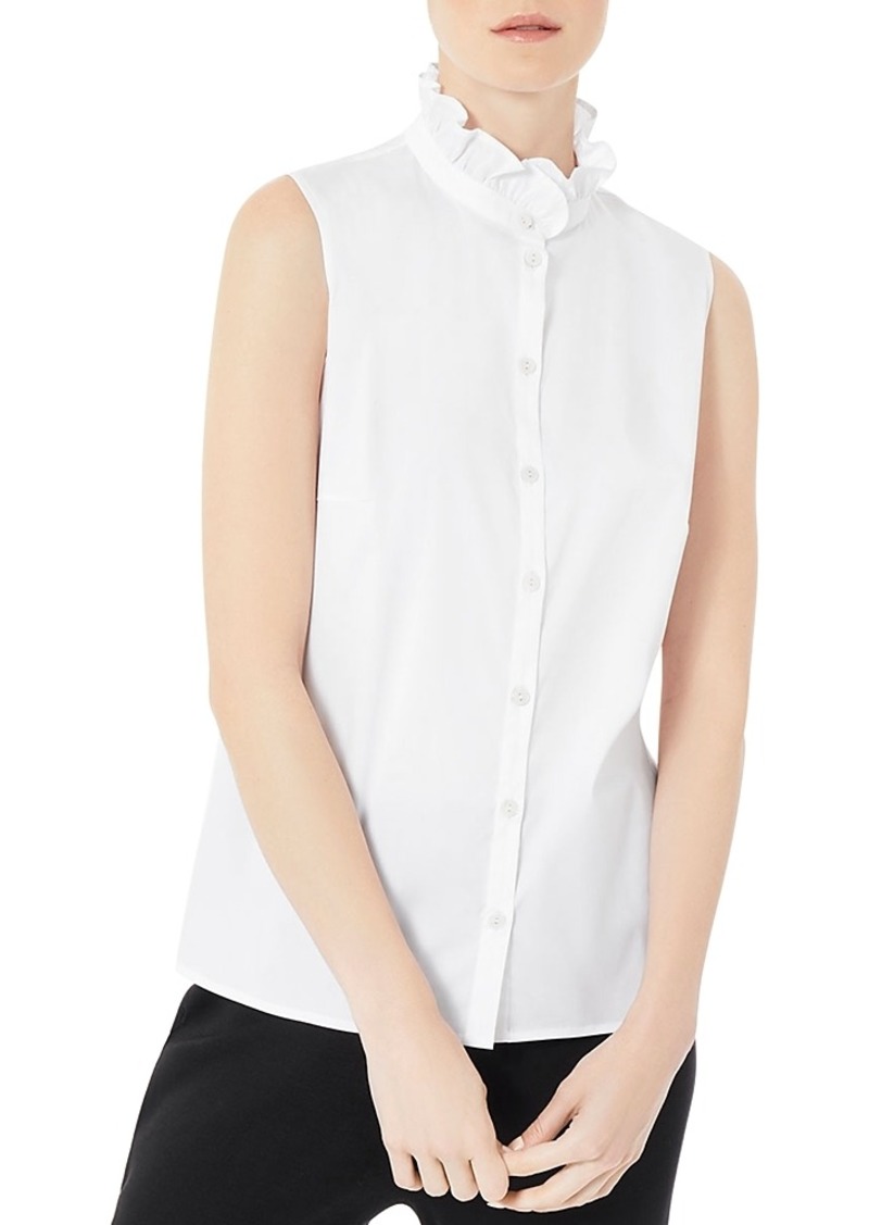 Misook Ruffle Collar Sleeveless Shirt