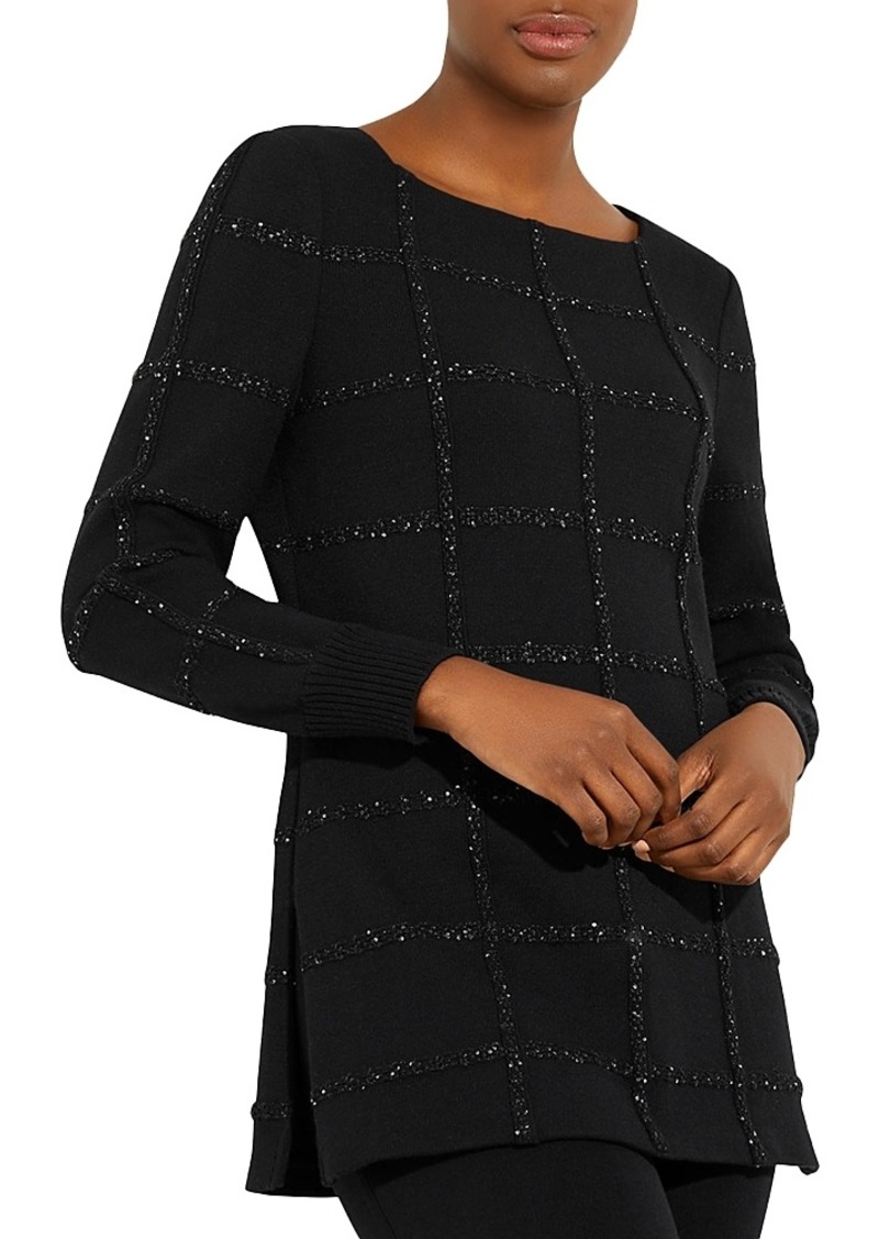 Misook Sequined Windowpane Tunic