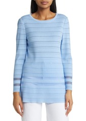 Misook Sheer Stripe Knit Sweater