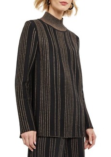 Misook Stripe Turtleneck Tunic Sweater
