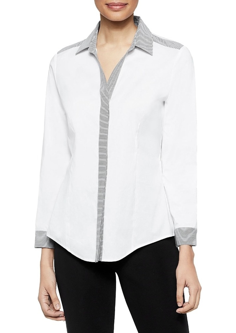 Misook Striped Trim Shirt