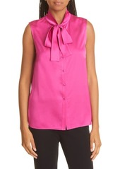 Misook Tie Neck Sleeveless Blouse in Wildberry Pink at Nordstrom