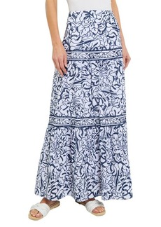 Misook Tiered Floral Embroidery Maxi Skirt