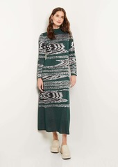 Misook Mock Neck Jacquard Knit A-Line Maxi Dress