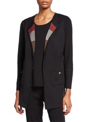 Misook Petite Easy Jacket with Striped Scarf Lapel