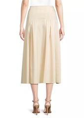 Misook Pleated Button-Front A-Line Midi-Skirt