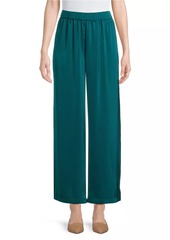 Misook Pleated Charmeuse Wide-Leg Pants