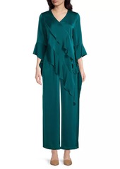 Misook Pleated Charmeuse Wide-Leg Pants