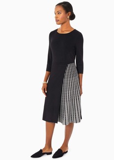Misook Pleated Contrast Panel Soft Knit Dress