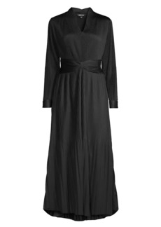 Misook Pleated Fit & Flare Maxi Dress