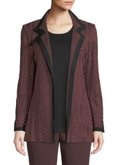 Misook Plus Size Textured Knit Jacket w/ Border Trim