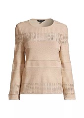 Misook Pointelle-Knit Flare Sleeve Sweater