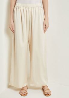 Misook Pull-On Woven Wide-Leg Pants, Parchment