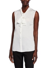 Misook Scarf Tie-Neck Sleeveless Button-Front Blouse