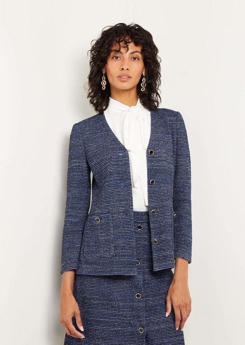 Misook Shimmer Tweed Tailored Knit Jacket