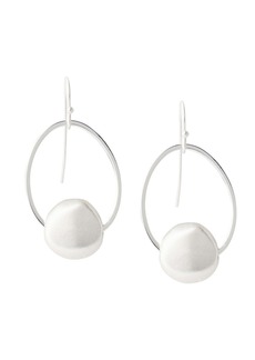 Misook Silver-Tone Pebble Round Drop Pierced Earrings