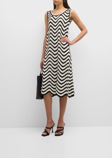 Misook Sleeveless Chevron Intarsia Midi Dress