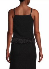 Misook Sparkle Feather-Trim Stretch Woven Tank