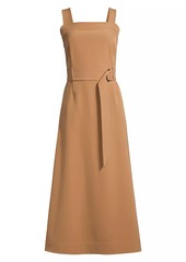 Misook Square Neck Belted Midi-Dress