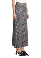 Misook Striped Cable-Knit A-Line Midi-Skirt