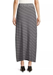 Misook Striped Cable-Knit A-Line Midi-Skirt