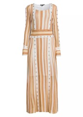 Misook Striped Grommet Maxi Dress