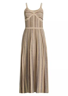 Misook Striped Knit Sleeveless Maxi Dress