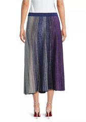 Misook Striped Metallic Knit Midi Skirt