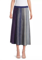 Misook Striped Metallic Knit Midi Skirt