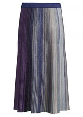 Misook Striped Metallic Knit Midi Skirt