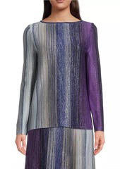 Misook Striped Metallic Knit Tunic Top