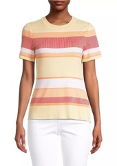 Misook Striped Short-Sleeve Tunic