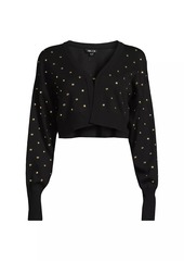 Misook Studded Cropped Cardigan