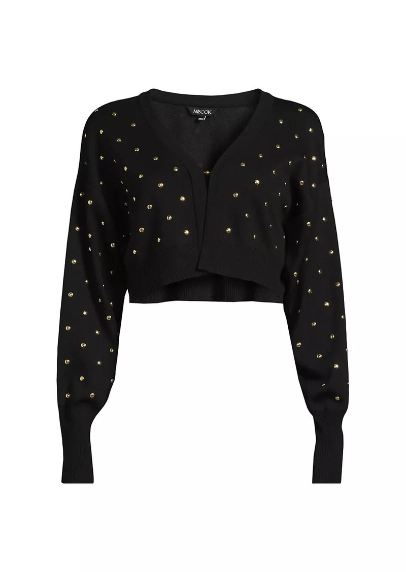 Misook Studded Cropped Cardigan