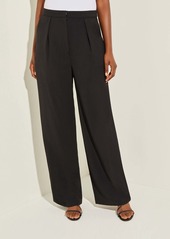 Misook Tailored Wide Leg Crepe de Chine Pant, Black