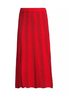 Misook Textural Striped Knit Midi-Skirt