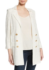 Misook Textured Long Jacket with Golden Buttons