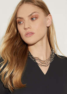 Misook Three Tiered Silver Chain Link Necklace