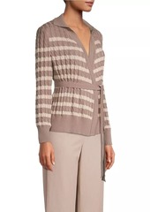 Misook Tie-Waist Striped Soft Knit Tunic