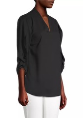 Misook Tulip-Sleeve Crepe De Chine Blouse