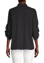 Misook Tulip-Sleeve Crepe De Chine Blouse