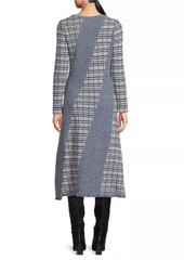 Misook Tweed & Waffle-Knit Midi Dress