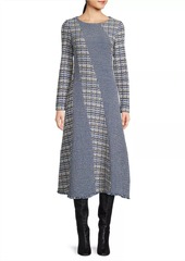 Misook Tweed & Waffle-Knit Midi Dress