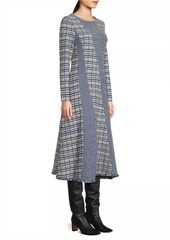 Misook Tweed & Waffle-Knit Midi Dress