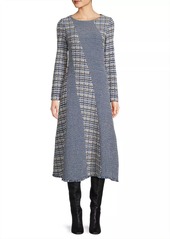 Misook Tweed & Waffle-Knit Midi Dress