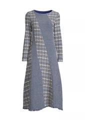 Misook Tweed & Waffle-Knit Midi Dress