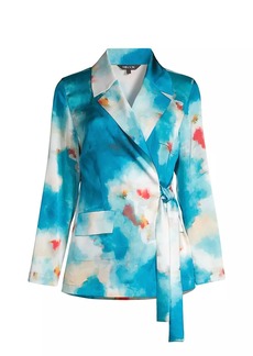 Misook Watercolor Side-Tie Tailored Jacket