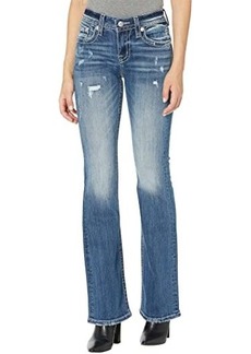 Miss Me Embroidered M Pocket Mid-Rise Boot Jean in Medium Blue