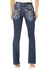 Miss Me Mid-Rise Bootcut with Cross Embellishment in Dark Blue